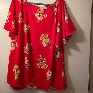 EUC Red flowy blouse